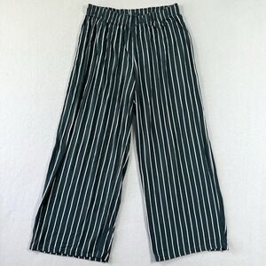 Lake Pajama Pants Womens Medium Green Stripe Wide Leg Lounge Sleep Modal Blend
